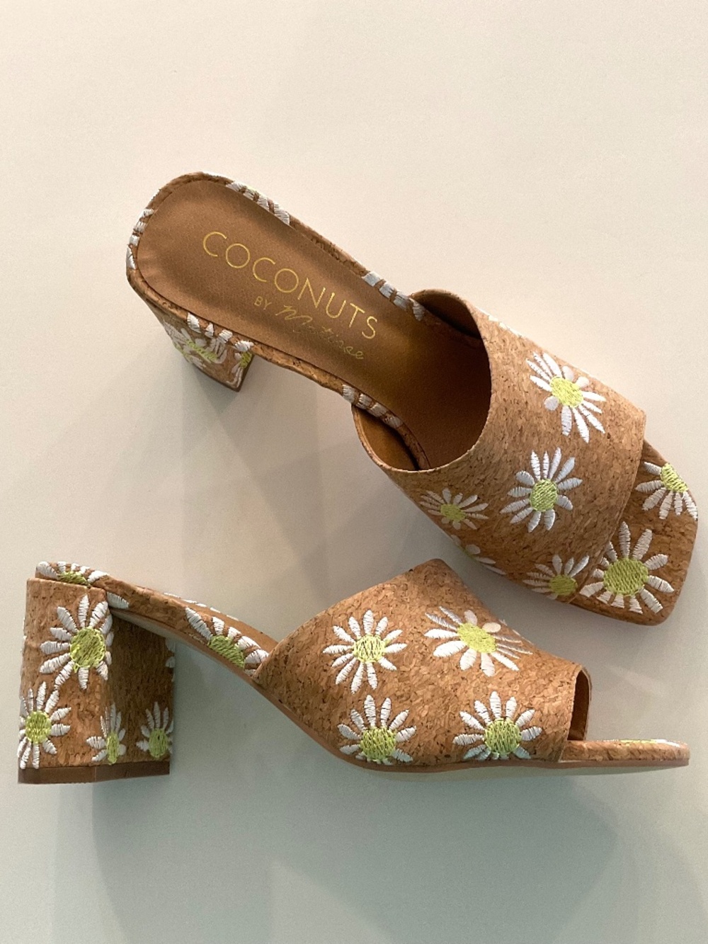 COCONUTS By MATISSE  Kristin Floral Cork Heel Sandal Size 7 NEW